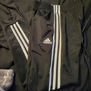 Adidas black tri stripe track pants boys Med 10/12